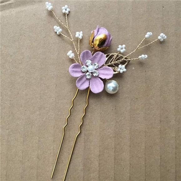 NUOBESTY 4Pcs Wedding Hair Clip Comb Handmade Bridal Hair Clip Pearl Floral